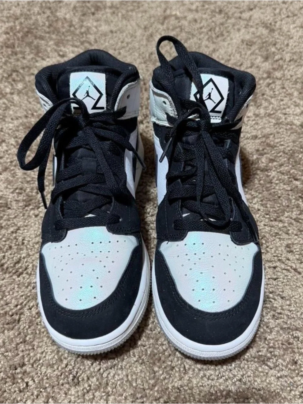 Nike Jordan Black and White High-Top Sneakers 6Y